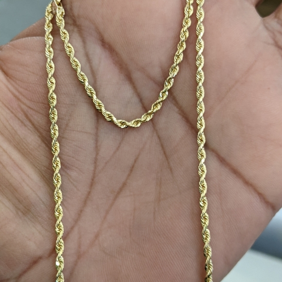 10kt Solid gold rope chain 2.1mm 18 inch